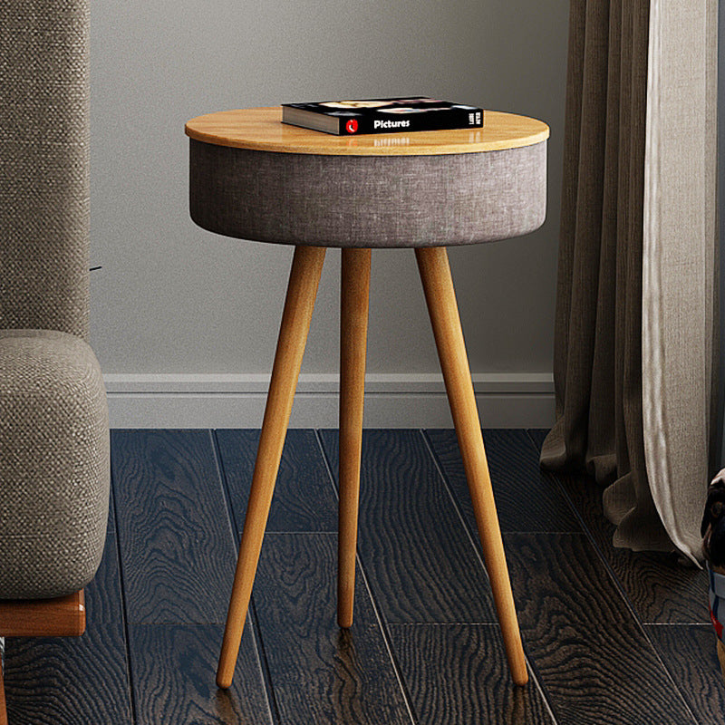 Minimalist Wooden Table with Bluetooth Speaker Wireless Charging