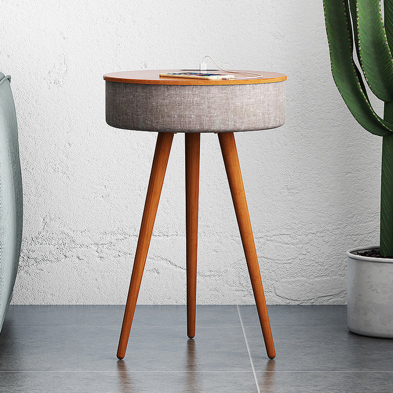 Minimalist Wooden Table with Bluetooth Speaker Wireless Charging