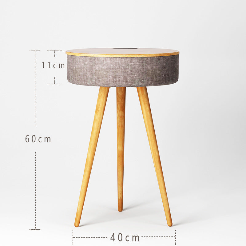 Minimalist Wooden Table with Bluetooth Speaker Wireless Charging