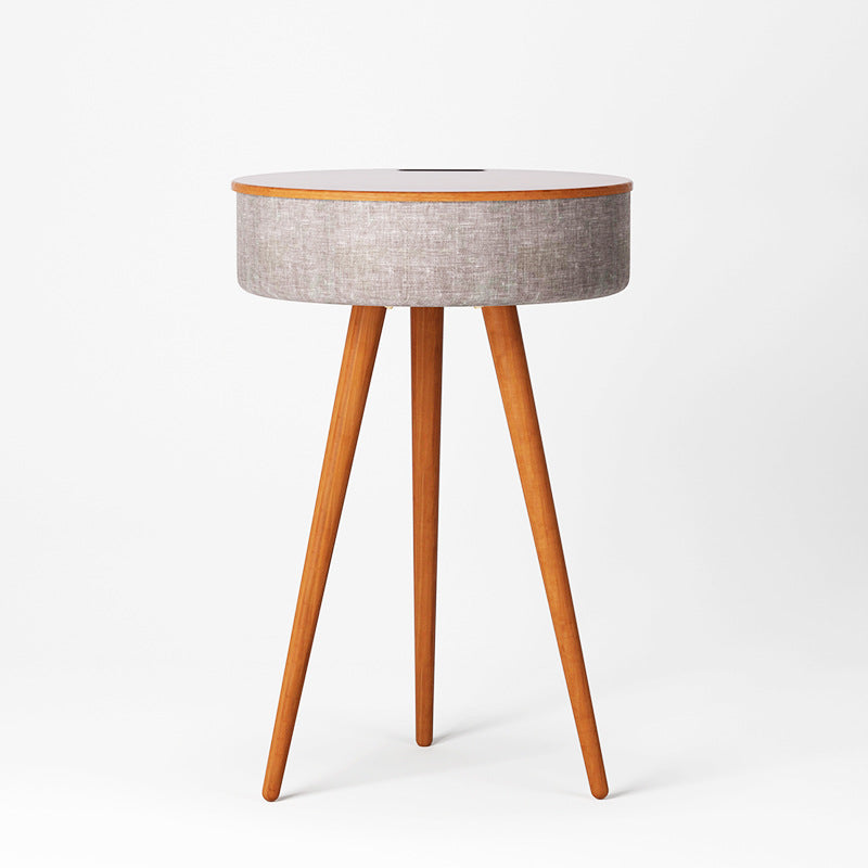 Minimalist Wooden Table with Bluetooth Speaker Wireless Charging