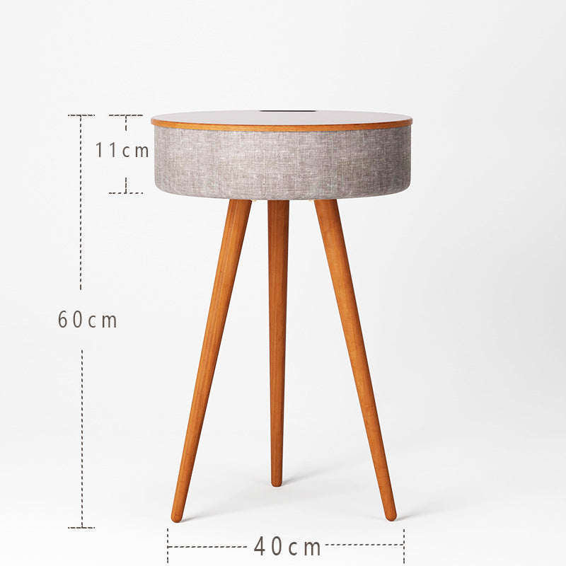 Minimalist Wooden Table with Bluetooth Speaker Wireless Charging